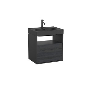 Meridian meuble 2 tiroirs et 1 niche noir mat et ébène 600 mm - ROCA A858106610 