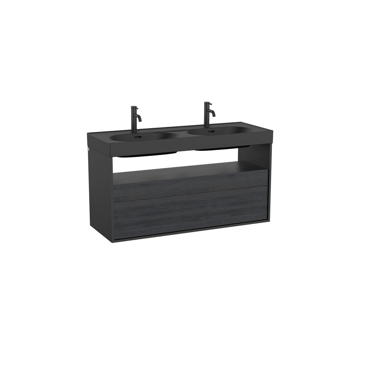 Meridian meuble 2 tiroirs et 1 niche noir mat et ébène 1200 mm - ROCA A858109610 