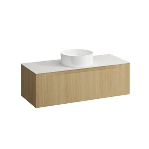 Arun meuble 1200 1t avec découpe centrale plan ardesia bianca chêne clair - LAUFEN H4141211512501 