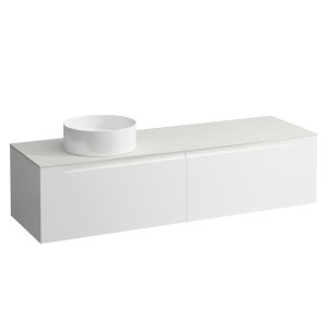 Arun meuble 1600 2t avec découpe à gche plan ardesia bianca multicolour - LAUFEN H4141421519991 