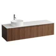 Arun 1600 2t déc à gche plan ardesia bianca percé 1t noce canaletto/verre blc - LAUFEN H4141461516301 