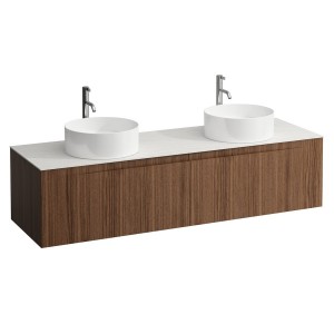 Arun 1600 2t déc à g et d plan ardesia bianca percé 1t noce canaletto/verre blc - LAUFEN H4141491516301 