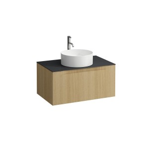 Arun 800 1t découpe centre plan ardesia nera percé 1t chêne clair - LAUFEN H4151051512501 