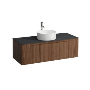 Arun 1200 1t découpe centre plan ardesia nera percé 1t noce canaletto/verre blc - LAUFEN H4151251516301 