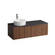 Arun 1200 1t découpe à gche plan ardesia nera percé 1t noce canaletto/verre blc - LAUFEN H4151261516301 