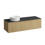 Arun meuble 1400 2t avec découpe à gche plan ardesia nera chêne clair - LAUFEN H4151321512501 