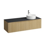 Arun 1400 2t avec découpe à dte plan ardesia nera percé 1t chêne clair - LAUFEN H4151371512501 