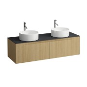 Arun 1400 2t avec découpe à gche et à dte plan ardesia nera percé 1t chêne clair - LAUFEN H4151391512501 