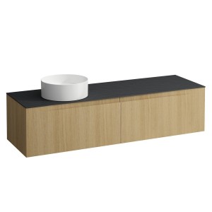 Arun meuble 1600 2t avec découpe à gche plan ardesia nera chêne clair - LAUFEN H4151421512501 