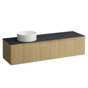 Arun meuble 1600 2t avec découpe à gche plan ardesia nera special colour - LAUFEN H4151421519901 