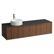 Arun 1600 2t découpe à gche plan ardesia nera percé 1t noce canaletto/verre blc - LAUFEN H4151461516301 