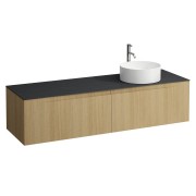 Arun 1600 2t avec découpe à dte plan ardesia nera percé 1t chêne clair - LAUFEN H4151471512501 