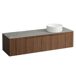 Arun 1600 2t découpe à dte plan piasentina grigio noce canaletto/verre blanc - LAUFEN H4161431516301 