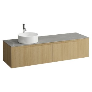 Arun 1600 2t avec découpe à gche plan piasentina grigio percé 1t chêne clair - LAUFEN H4161461512501 