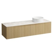 Arun meuble 1600 2t avec découpe à dte plan botticino crema chêne clair - LAUFEN H4171431512501 