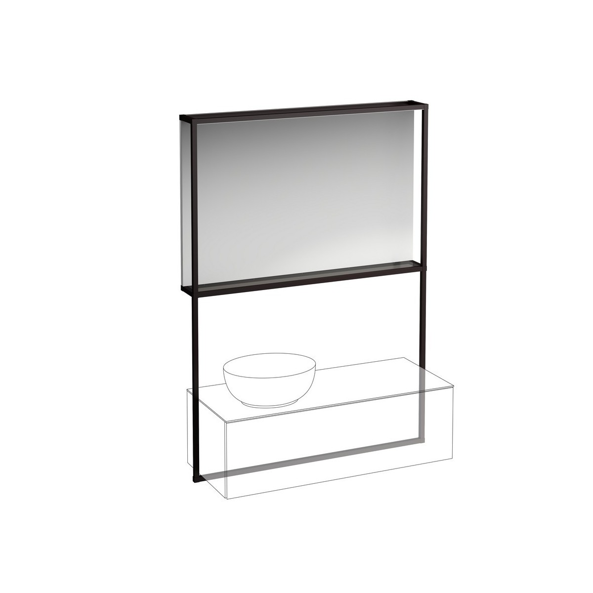 Ilbagnoalessi miroir avec cadre noir mat éclairé pr meuble sous vasque 1200 - LAUFEN H4305010972711 