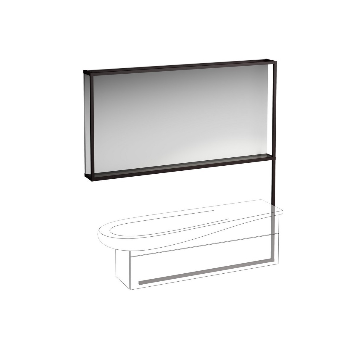 Ilbagnoalessi miroir cadre noir mat éclairé 1600 pr lav 814971 et meuble 430451 - LAUFEN H4305020972711 