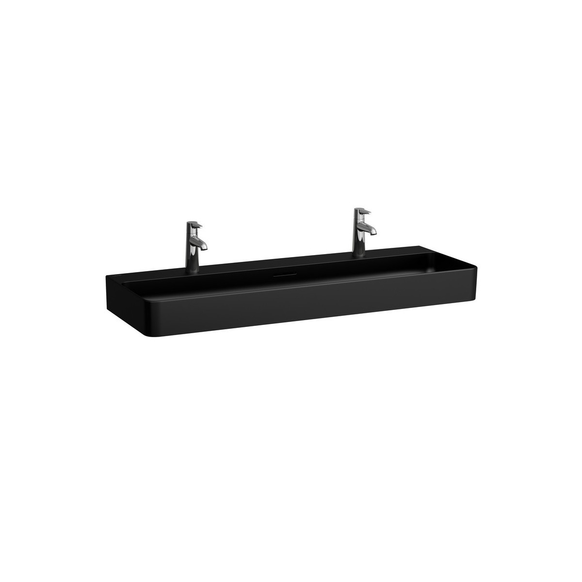 Val lavabo mural ou à poser sur meuble non percé 1200x420x115mm noir mat - LAUFEN H8102897161091 