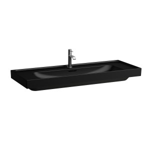Meda lavabo mural ou à poser sur meuble noir mat 1200x460x80 mm - LAUFEN H8141117161581 