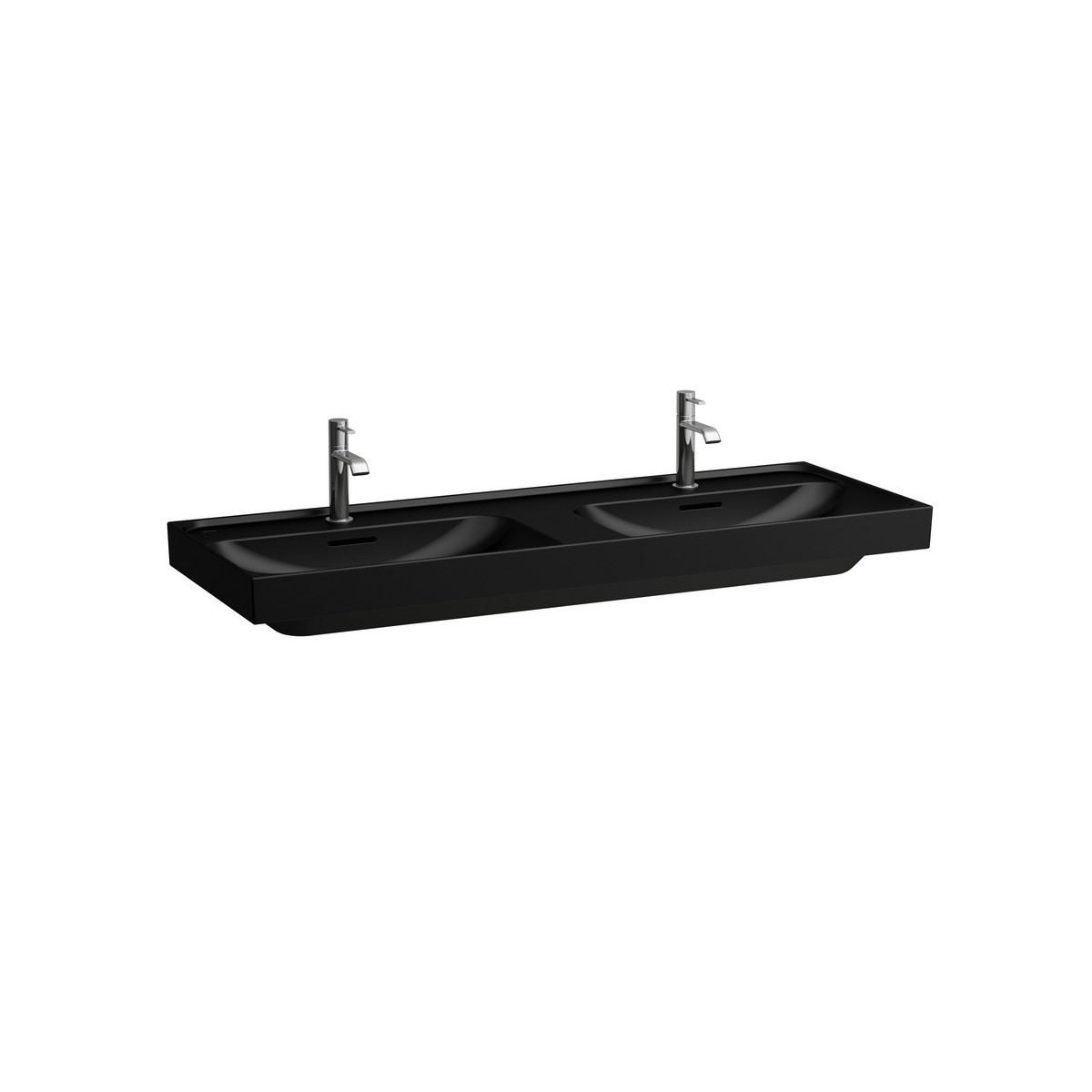 Meda lavabo double mural ou à poser sur meuble noir mat 1300x460x80 mm - LAUFEN H8141127161121 
