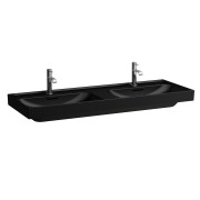 Meda lavabo double mural ou à poser sur meuble noir mat 1300x460x80 mm - LAUFEN H8141127161121 