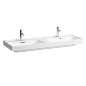 Meda lavabo double mural ou à poser sur meuble blanc mat 1300x460x80 mm - LAUFEN H8141127571041 