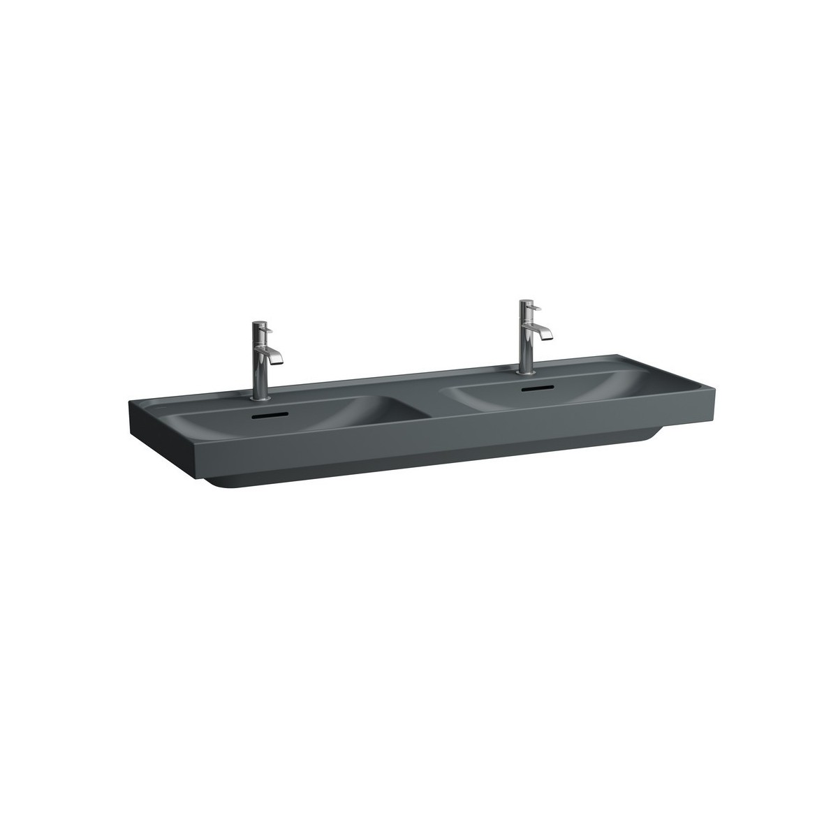 Meda lavabo double mural ou à poser sur meuble graphite mat 1300x460x80 mm - LAUFEN H8141127581121 