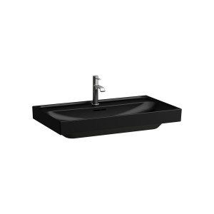 Meda lavabo à poser sur plan face inférieure meulée noir mat 800x460x80 mm - LAUFEN H8161177161041 