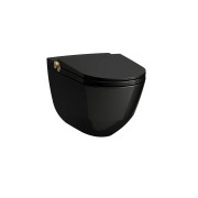Riva wc lavant avec abattant céramique noir brillant, bouton gold pâle mat - LAUFEN H8206910230001 