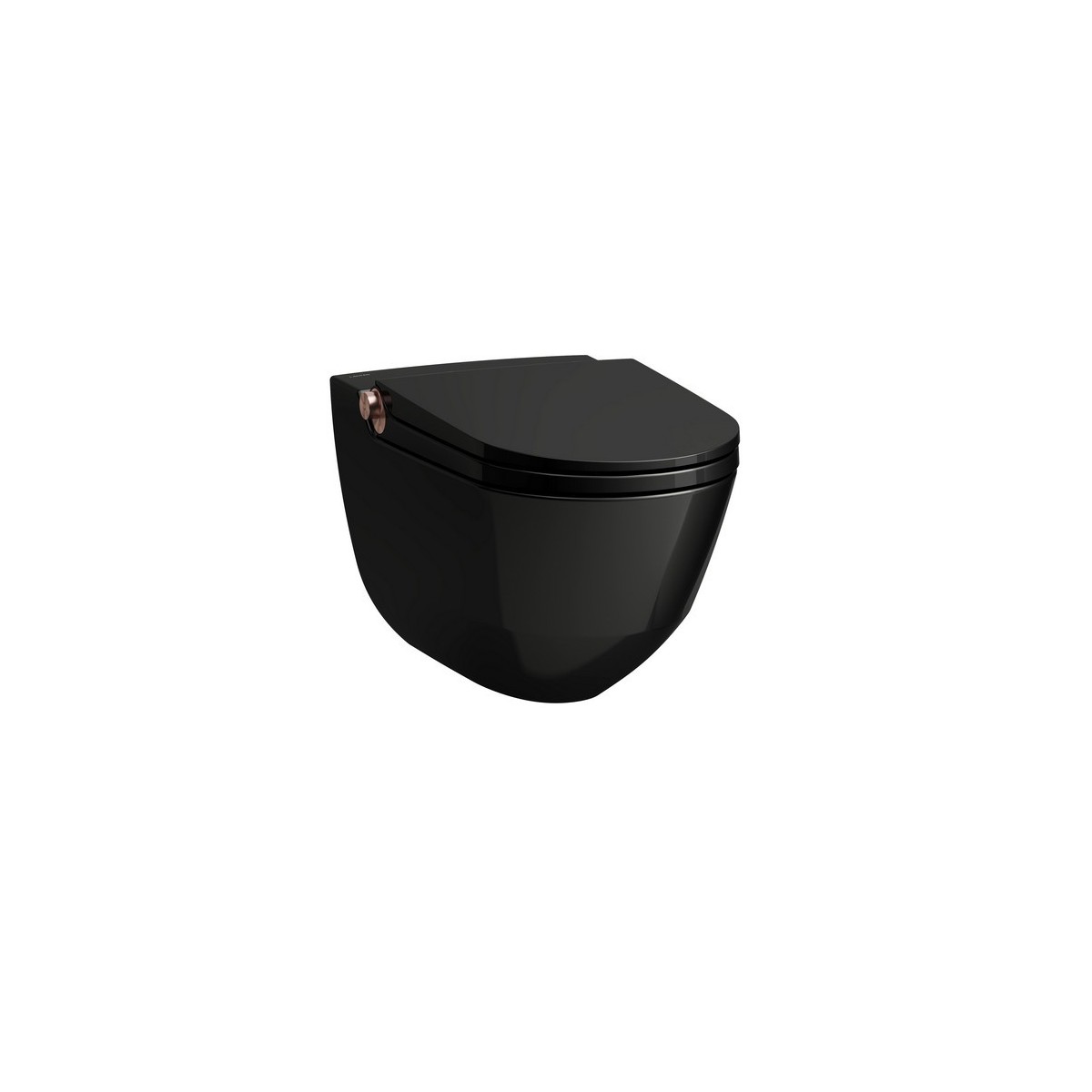 Riva wc lavant avec abattant céramique noir brillant, bouton rose gold brossé - LAUFEN H8206910240001 