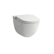 Riva wc lavant avec abattant, couleurs: céramique blanc lcc, bouton gold brossé - LAUFEN H8206914010001 