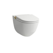 Riva wc lavant avec abattant céramique blanc lcc, bouton gold pâle mat - LAUFEN H8206914020001 