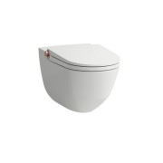 Riva wc lavant avec abattant céramique blanc lcc, bouton rose gold brossé - LAUFEN H8206914030001 