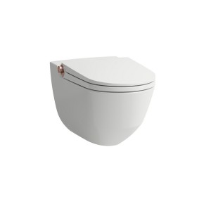 Riva wc lavant avec abattant céramique blanc lcc, bouton rose gold brossé - LAUFEN H8206914030001 