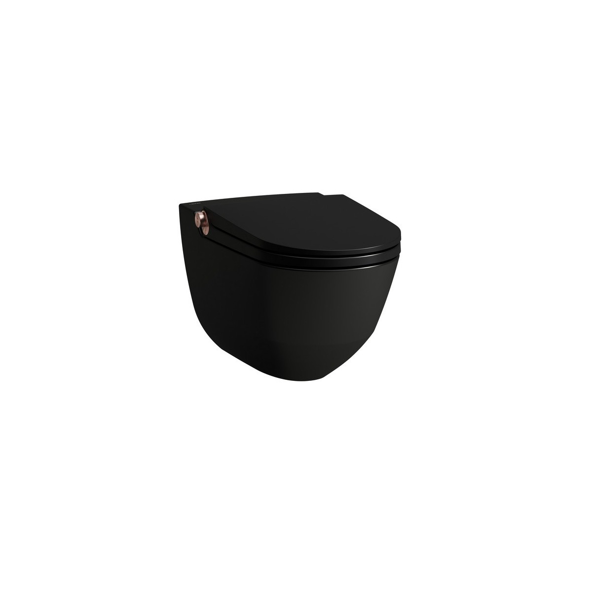 Riva wc lavant avec abattant céramique noir mat, bouton rose gold brossé - LAUFEN H8206917190001 