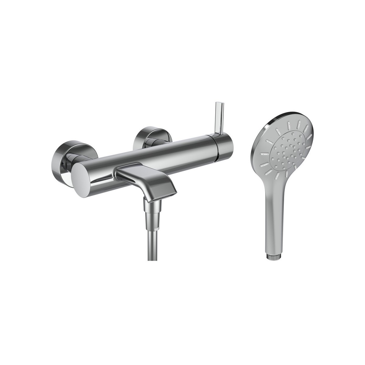 Meda mitigeur de bain mural avec flexible et douchette chromé - LAUFEN HF506660100600 