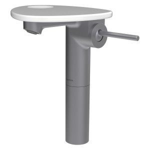 Ada mit lav réhaussé tablette percée bec 110mm ss vidage pvd inox/blanc brillant - LAUFEN HF506714501000 