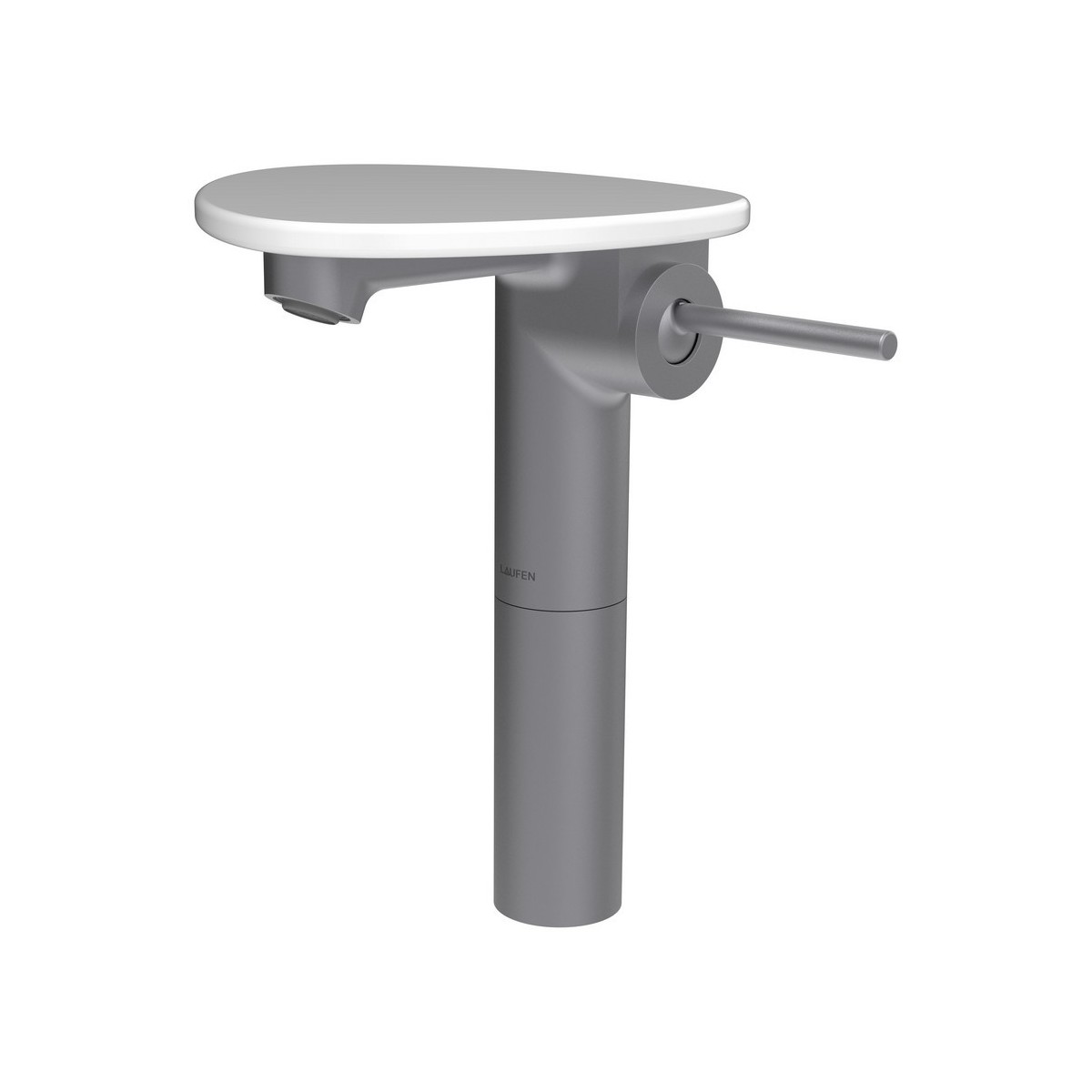 Ada mit lav réhaussé tablette npbec 110 mm ss vidage pvd inox/blanc brillant - LAUFEN HF506714501060 