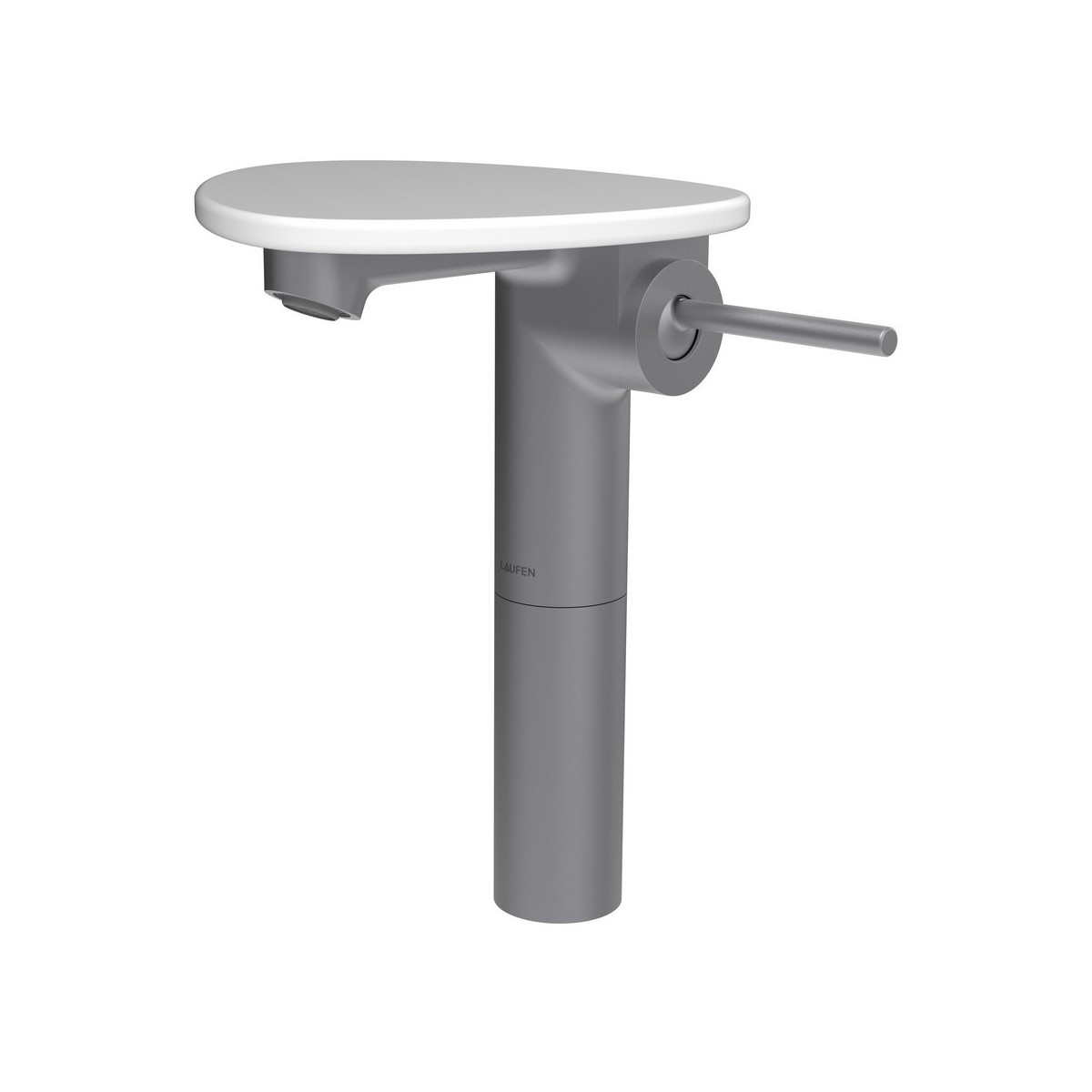 Ada mit lav réhaussé tablette non percée bec 110 mm ss vidage pvd inox/blanc mat - LAUFEN HF506714502060 