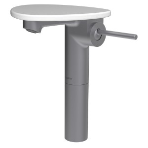 Ada mit lav réhaussé tablette non percée bec 110 mm ss vidage pvd inox/blanc mat - LAUFEN HF506714502060 