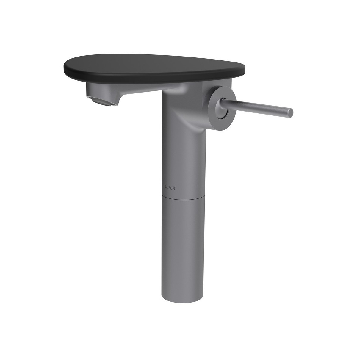 Ada mit lav réhaussé tablette non percée bec 110 mm ss vidage pvd inox/noir mat - LAUFEN HF506714503060 