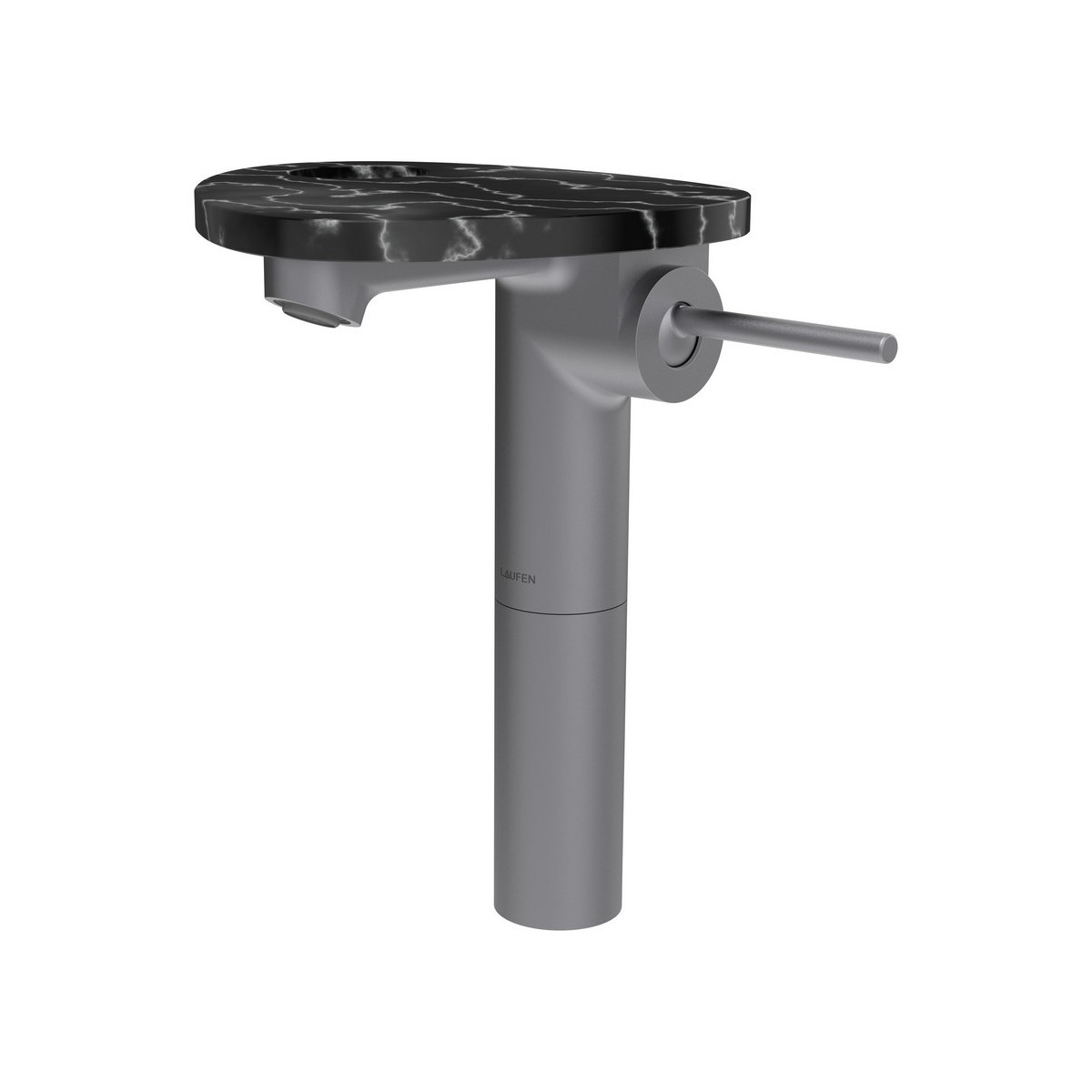 Ada mit lav réhaussé tablette percée bec 110 mm ss vidage pvd inox/marbre noir - LAUFEN HF506714506000 