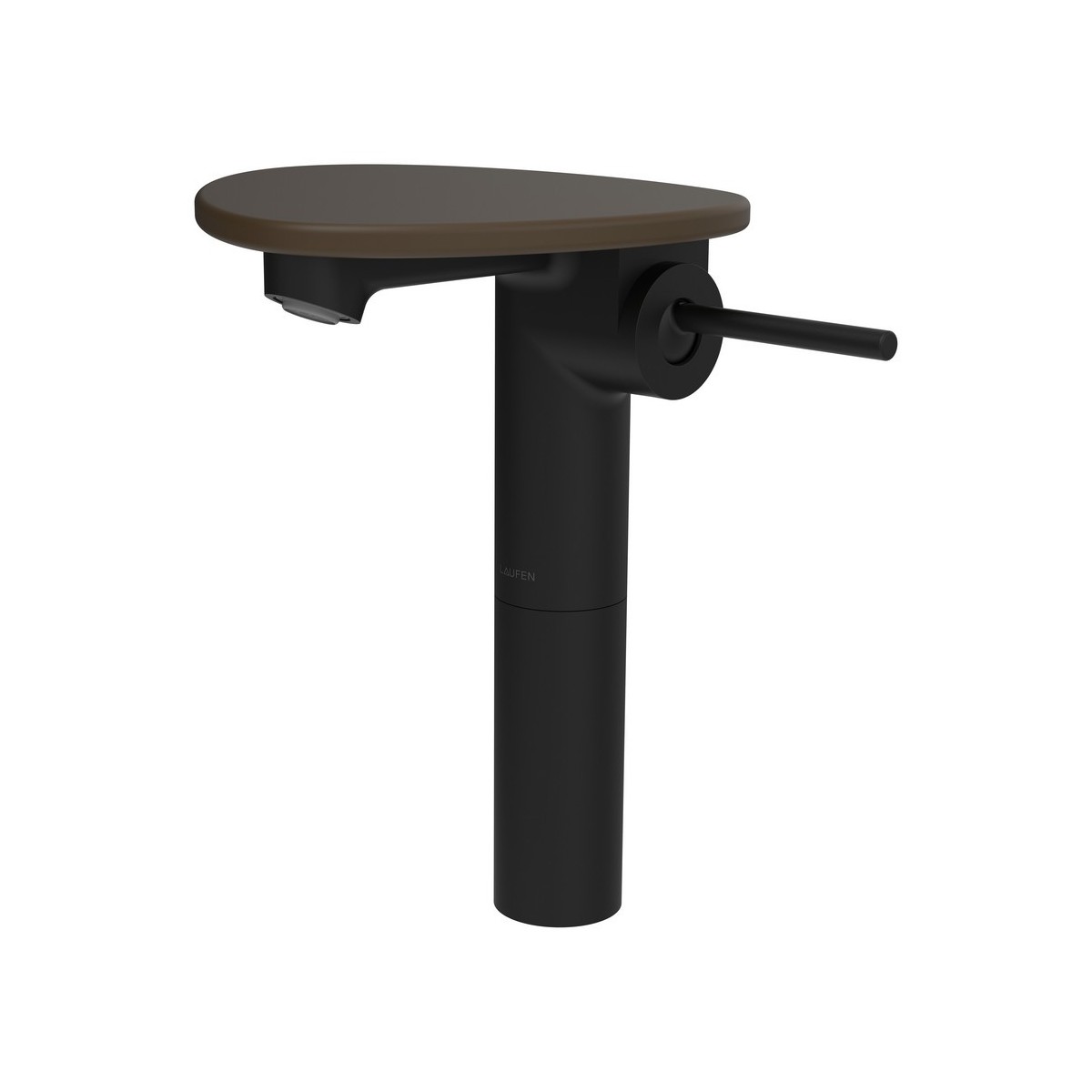 Ada mit lav réhaussé tablette non percée bec 110 mm ss vidage pvd noir/café mat - LAUFEN HF506714514060 