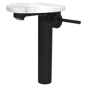 Ada mit lav réhaussé tablette percée bec 110 mm ss vidage pvd noir/marbre blanc - LAUFEN HF506714515000 