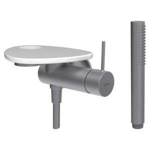 Ada mit de d à enc avec simibox 1-point tablette percée pvd inox/noir mat - LAUFEN HF506755503000 