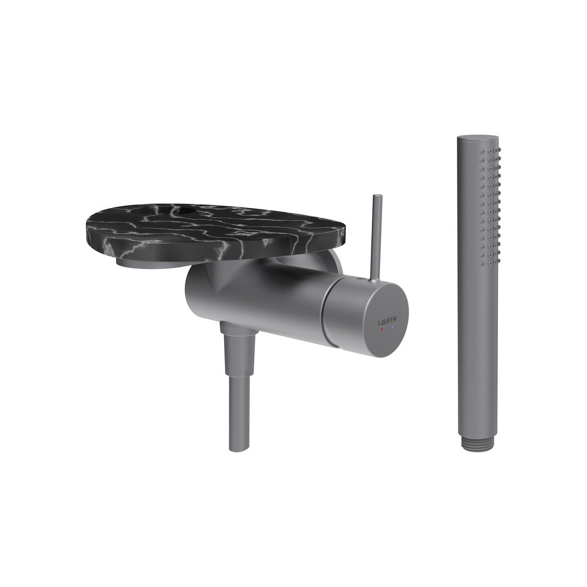 Ada mit de d à enc avec simibox 1-point tablette percée pvd inox/marbre noir - LAUFEN HF506755506000 