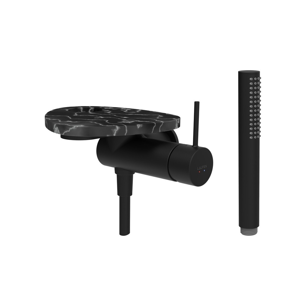 Ada mit de d à enc avec simibox 1-point tablette percée pvd noir/marbre noir - LAUFEN HF506755516000 