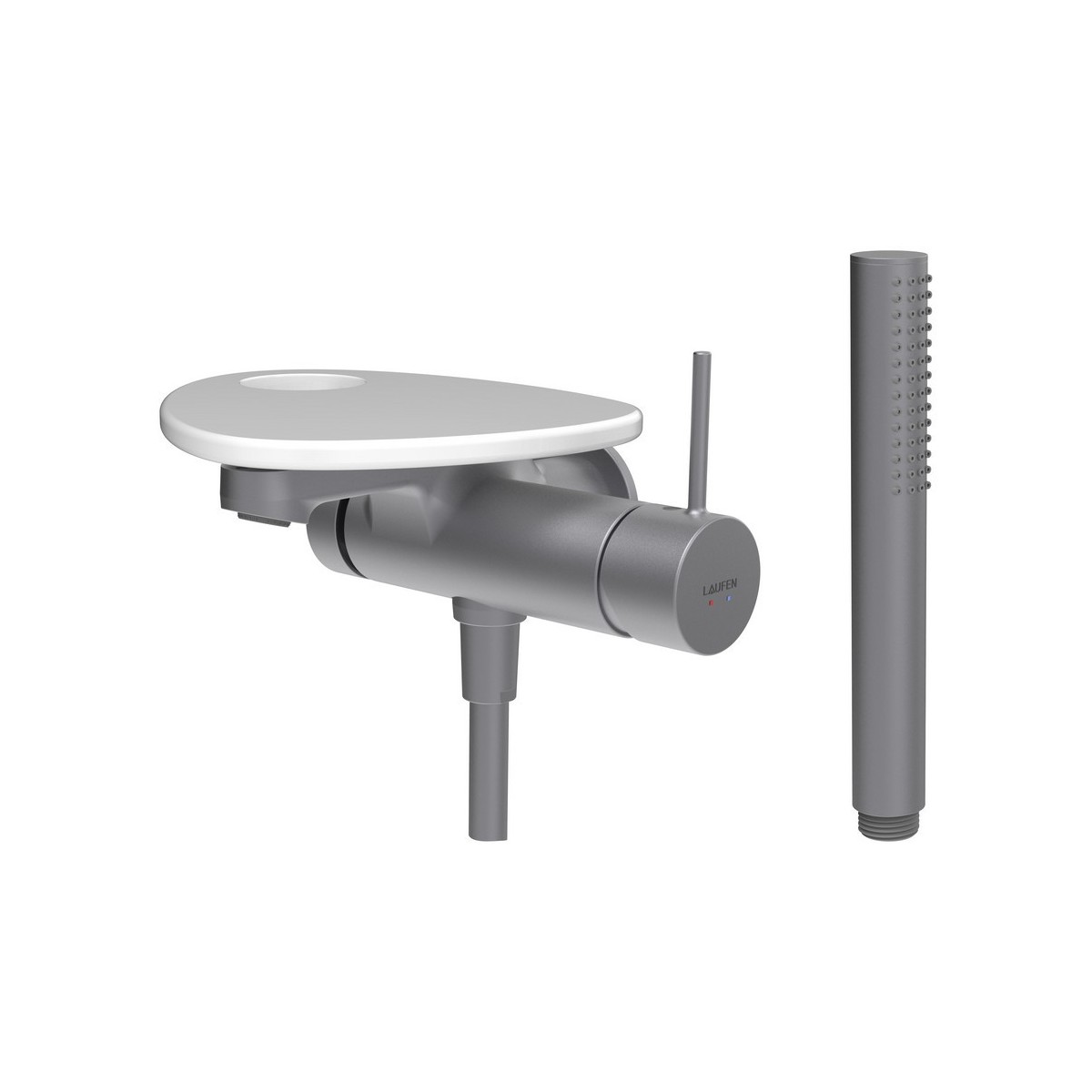 Ada mit b à enc tablette percée bec 170 mm pvd inox/blanc brillant - LAUFEN HF506765501000 