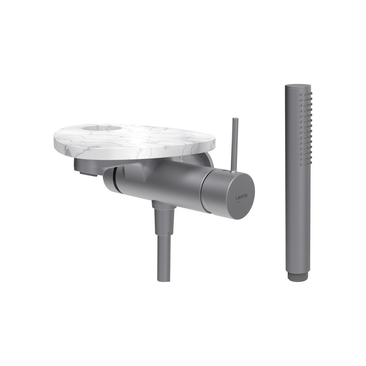 Ada mit b à enc tablette percée bec 170 mm pvd inox/marbre blanc - LAUFEN HF506765505000 