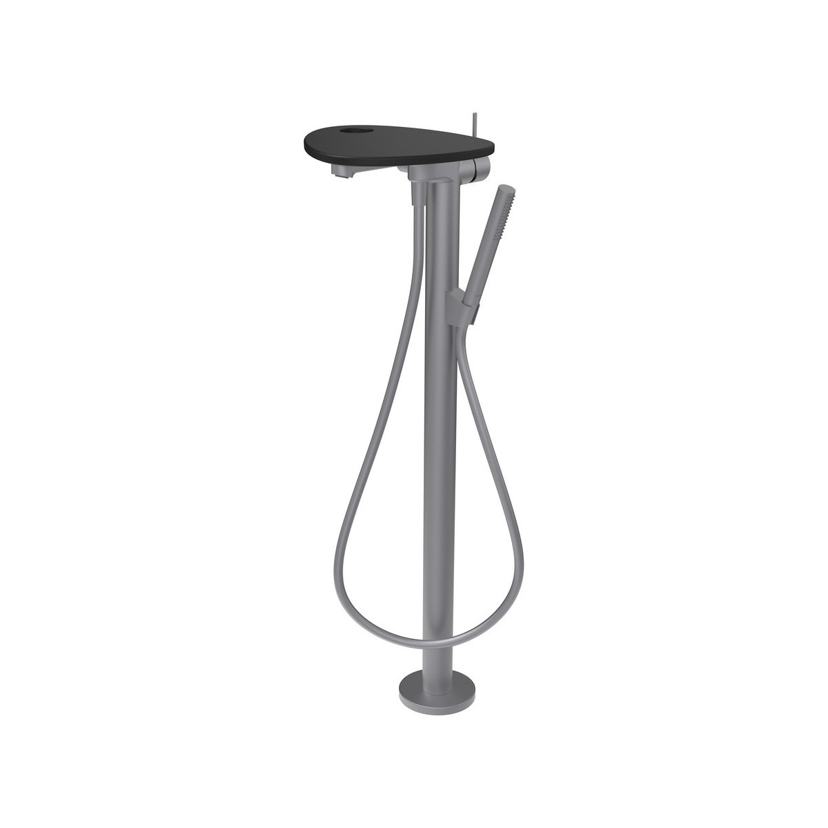 Ada mitigeur de bain sur colonne tablette percée bec 203 mm pvd inox/noir mat - LAUFEN HF506781503000 